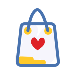 Illustrated icon of a bag with handles