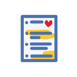 Illustrated icon of a written list