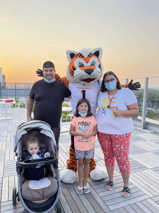 Image from Moments of Joy - Family picture with a Bengals mascot
