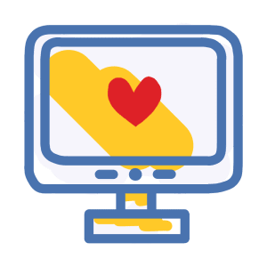 Illustrated icon of a computer monitor