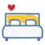 illustrated icon of a bed representing a private bedroom
